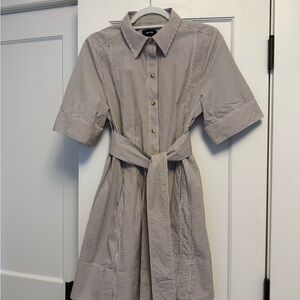 ME+EM Striped Shirt Dress Dress with Waist Tie